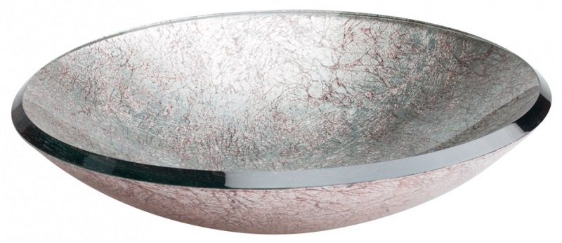 LAVABO CRISTAL 46X46X10 REDONDO SILVER 185419 (CRISTAL+TONOS PLATA Y COBRE) - DBE